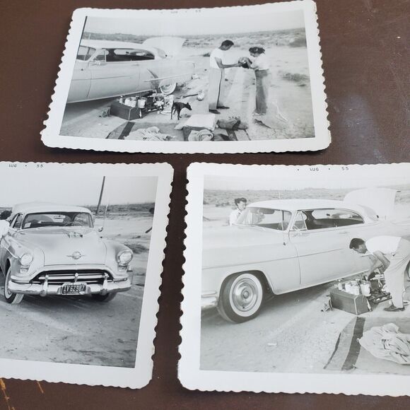 Other - 1955 Buick Photograph Lot Of 3 Photos Camping In Southwestern Desert Cooking 3x5